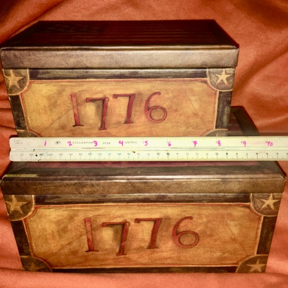 Patriotic Storage Boxes Set of 2 American Flag - Picture 5 of 6